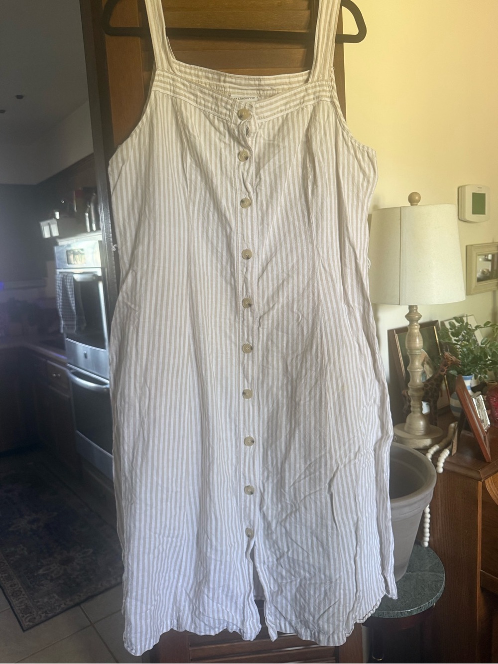 Vintage VTG XL Liz Claiborne Linen Cotton striped dress
